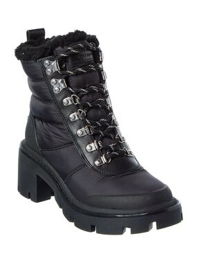 Tory Burch Nylon & Leather Lug Sole Bootie Black Sz 7.5